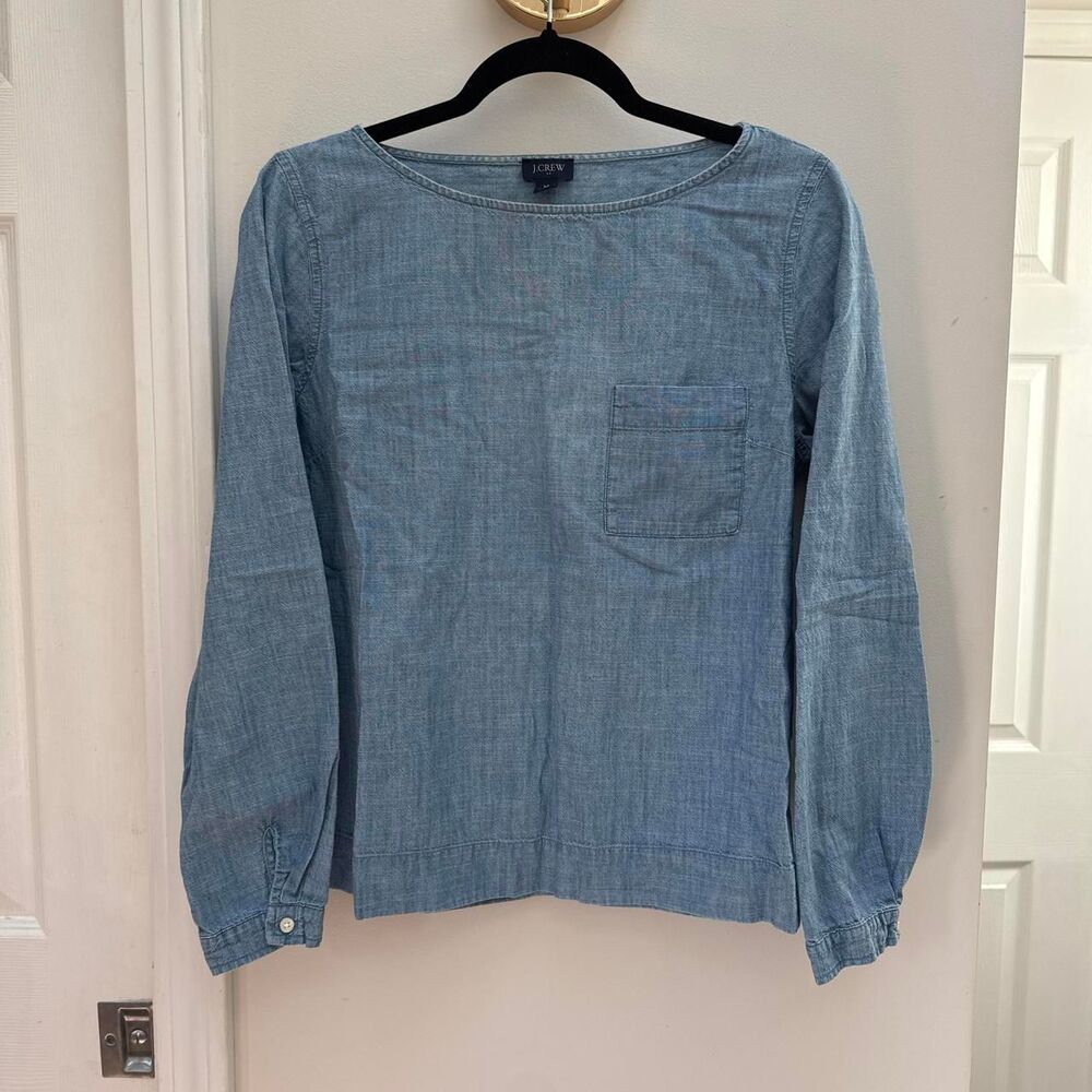 J. Crew Blue Chambray Cotton Blouse